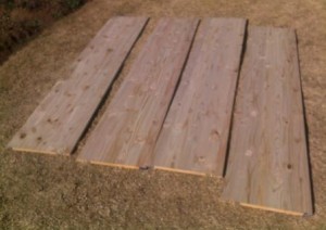 Standard pine shelving was used for the cold frame