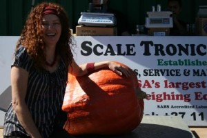 A very happy Jane Griffiths and "THE" guestimate pumpkin.